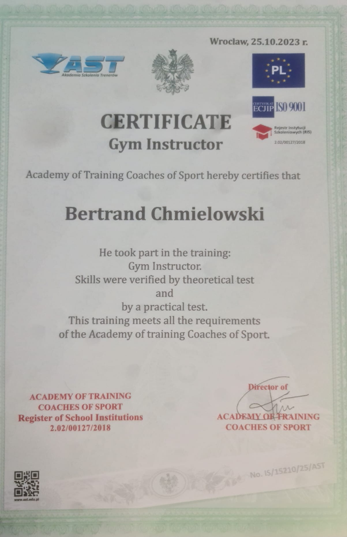 Certyfikat Dietetyki Sportowej